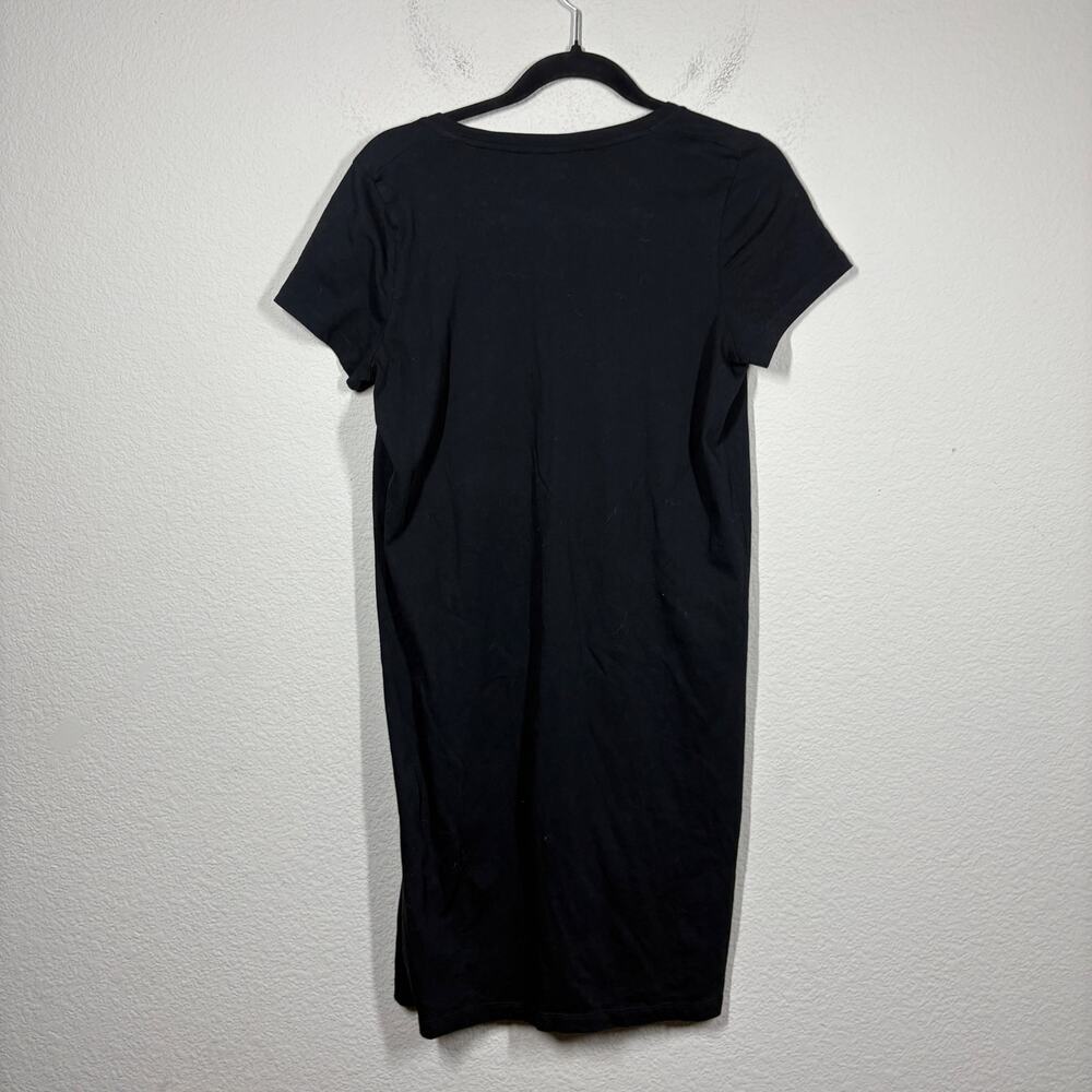 Madewell Medium Northside Vintage V Neck T-Shirt Dress Black Cotton Short Sleeve - Picture 2 of 8